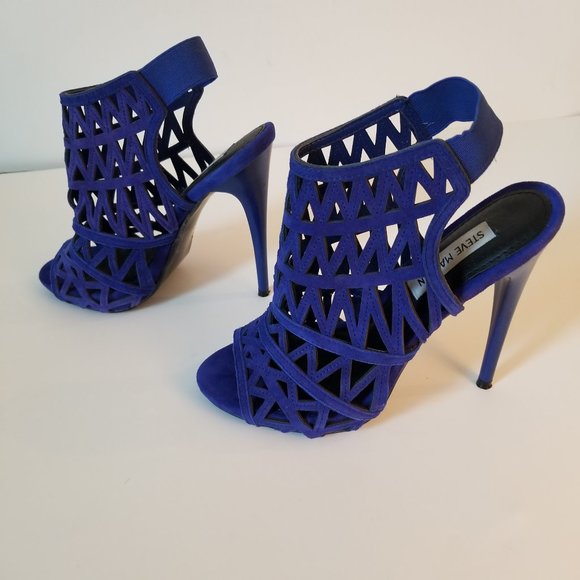 Steve Madden Bratt Royal Blue  Cutout Open Toe Suede Stiletto Heel. size 7.5 - Picture 1 of 10